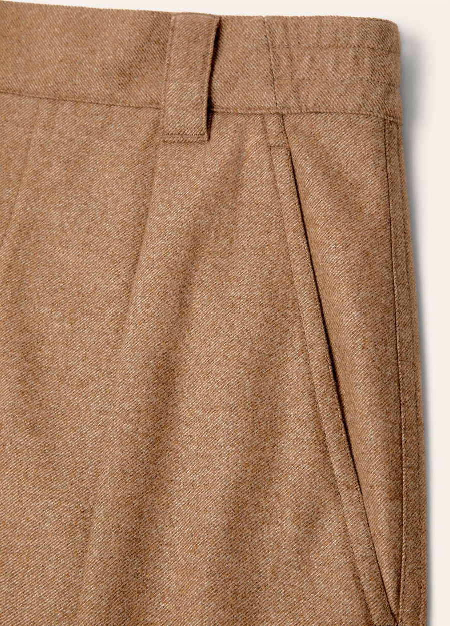 Reinga Cashmere Virgin Wool Pants Chimney Brown Melange