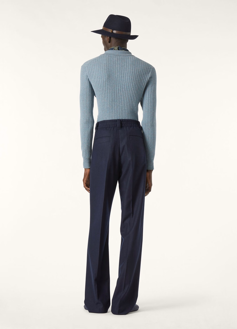 Reinga Pants Cashmere Virgin Wool China Blue