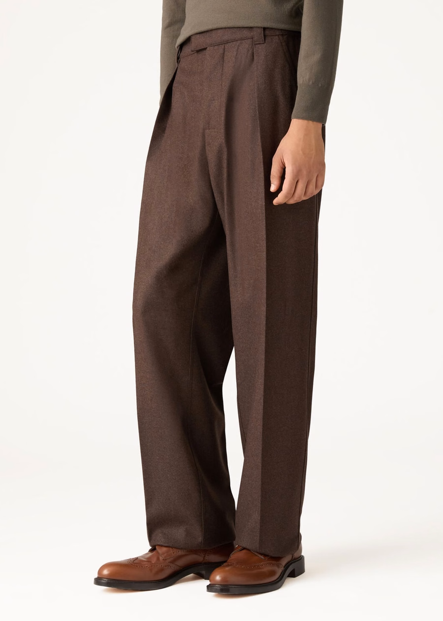 Reinga Cashmere Virgin Wool Trousers Cacao Truffle Melange