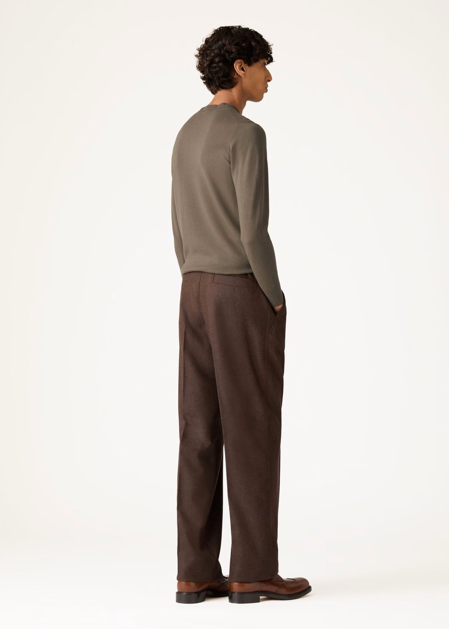 Reinga Cashmere Virgin Wool Trousers Cacao Truffle Melange