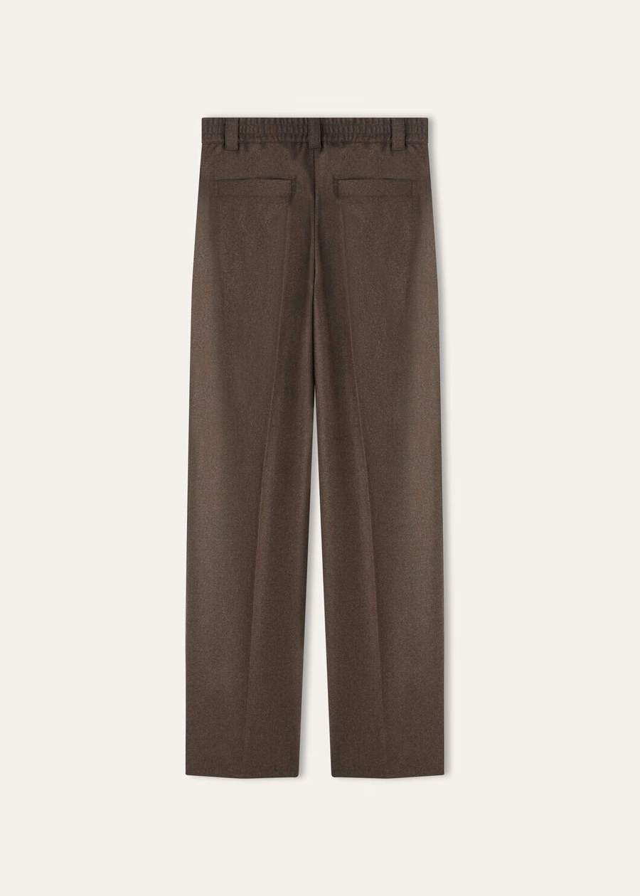 Reinga Cashmere Virgin Wool Trousers Cacao Truffle Melange