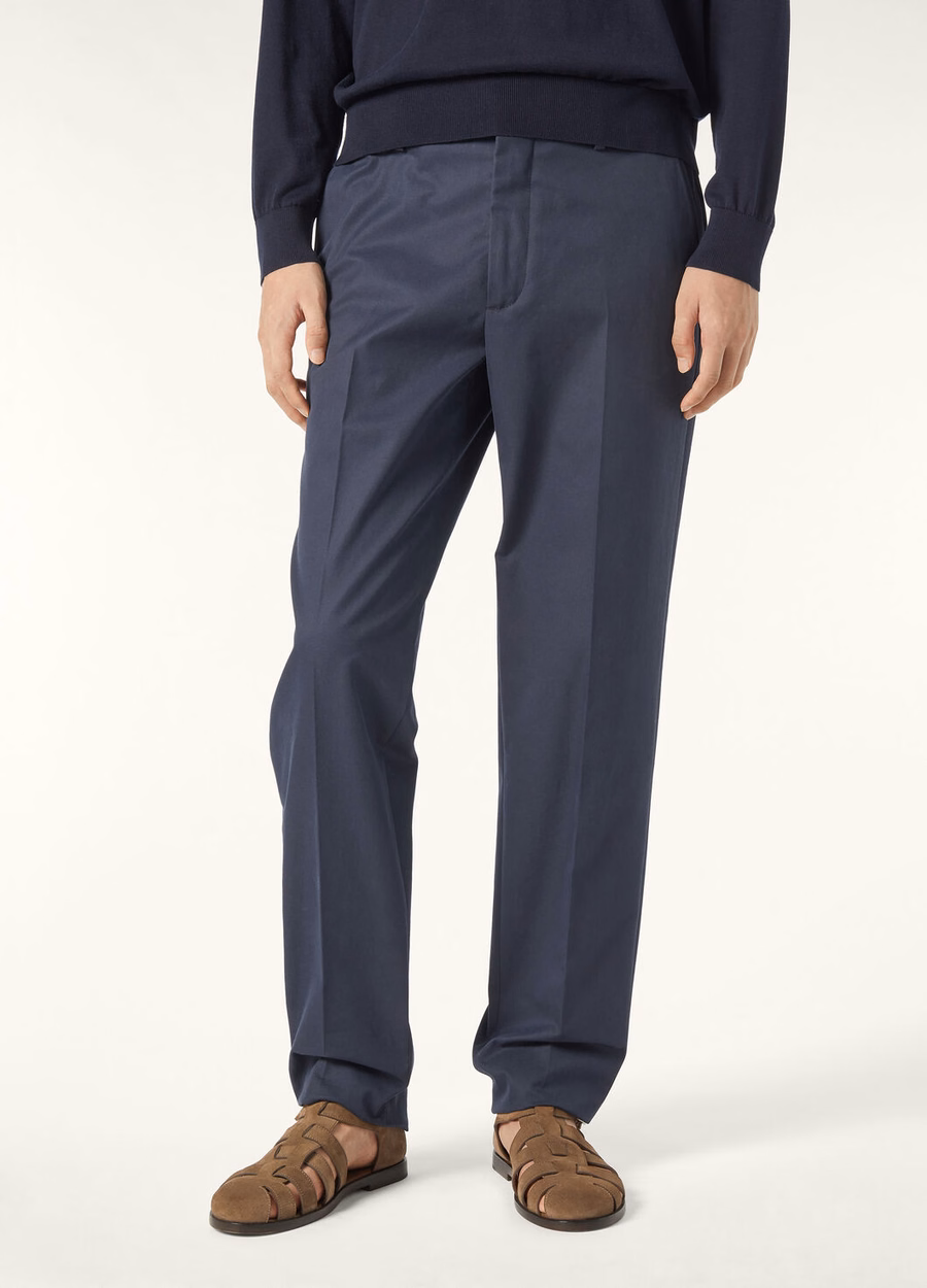 Jarno Cotton Pants Navy Ocean Waves
