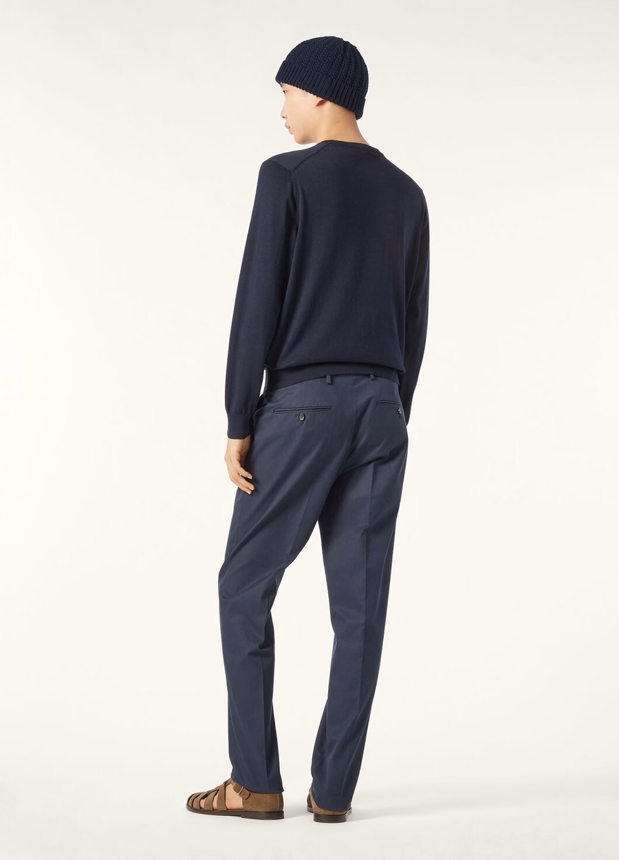 Jarno Cotton Pants Navy Ocean Waves