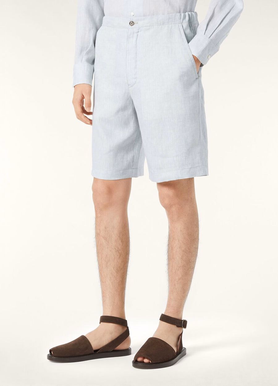 Nolan Bermuda Shorts Linen Lake Water