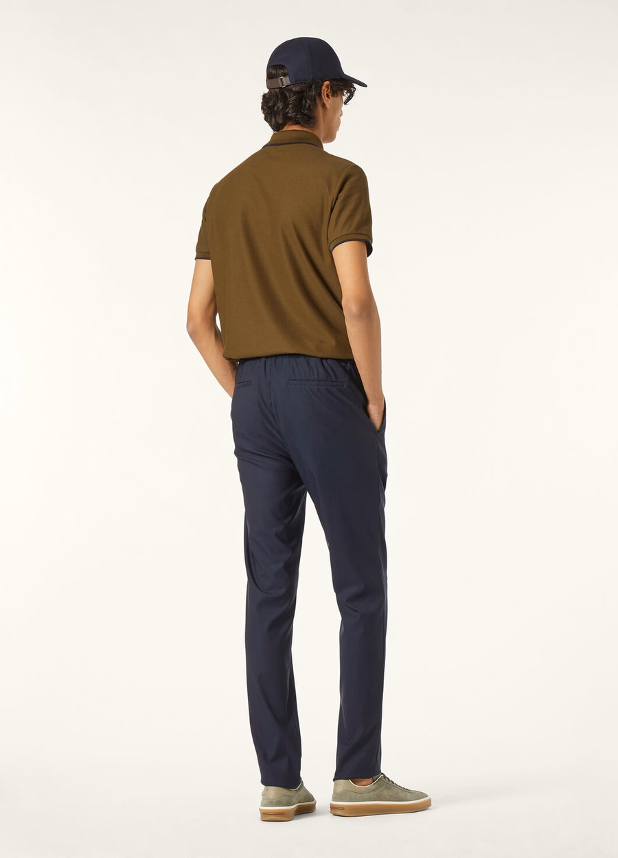 Leisure City Pants Silk Virgin Wool Navy Blue