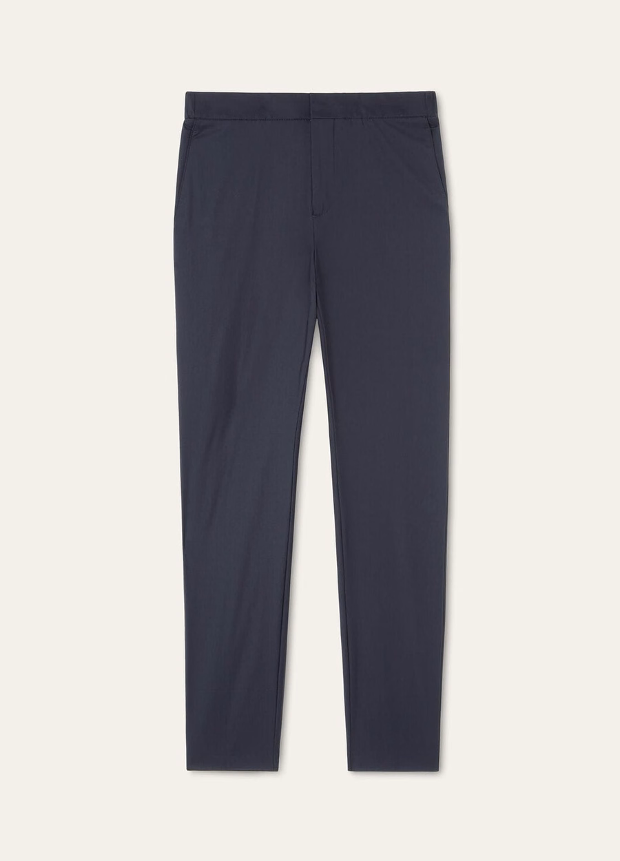 Leisure City Pants Silk Virgin Wool Navy Blue
