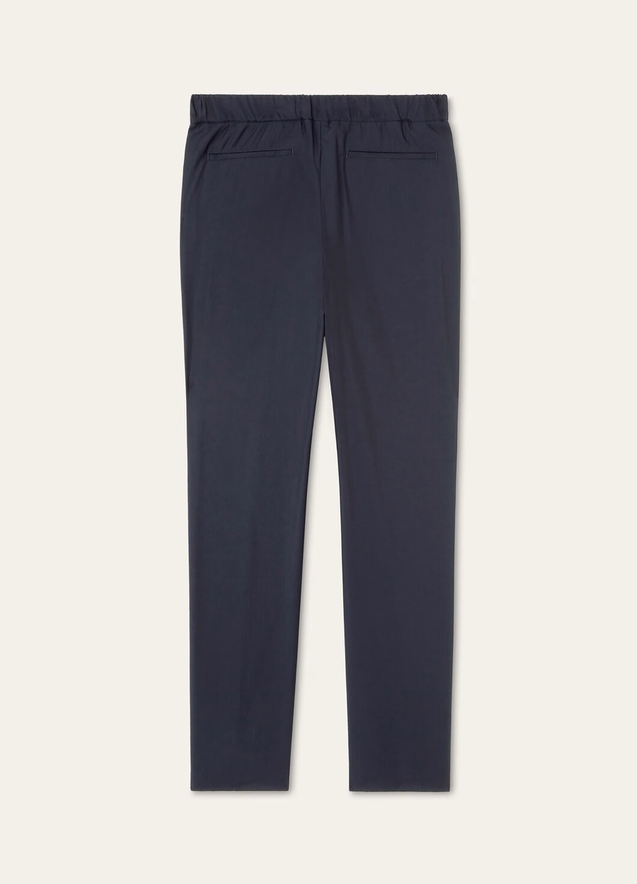 Leisure City Pants Silk Virgin Wool Navy Blue