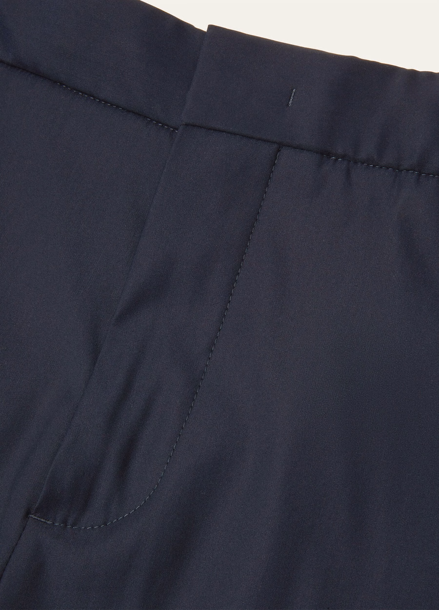 Leisure City Pants Silk Virgin Wool Navy Blue