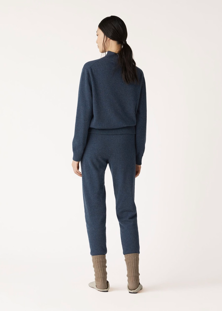 Duo Cashmere Pants Teal Melange/Charcoal Melange