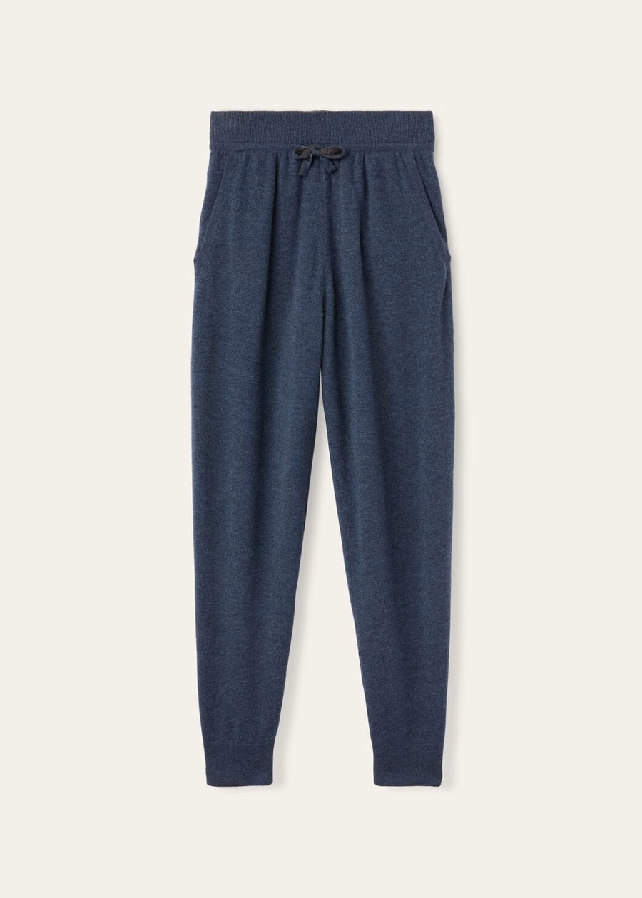 Duo Cashmere Pants Teal Melange/Charcoal Melange
