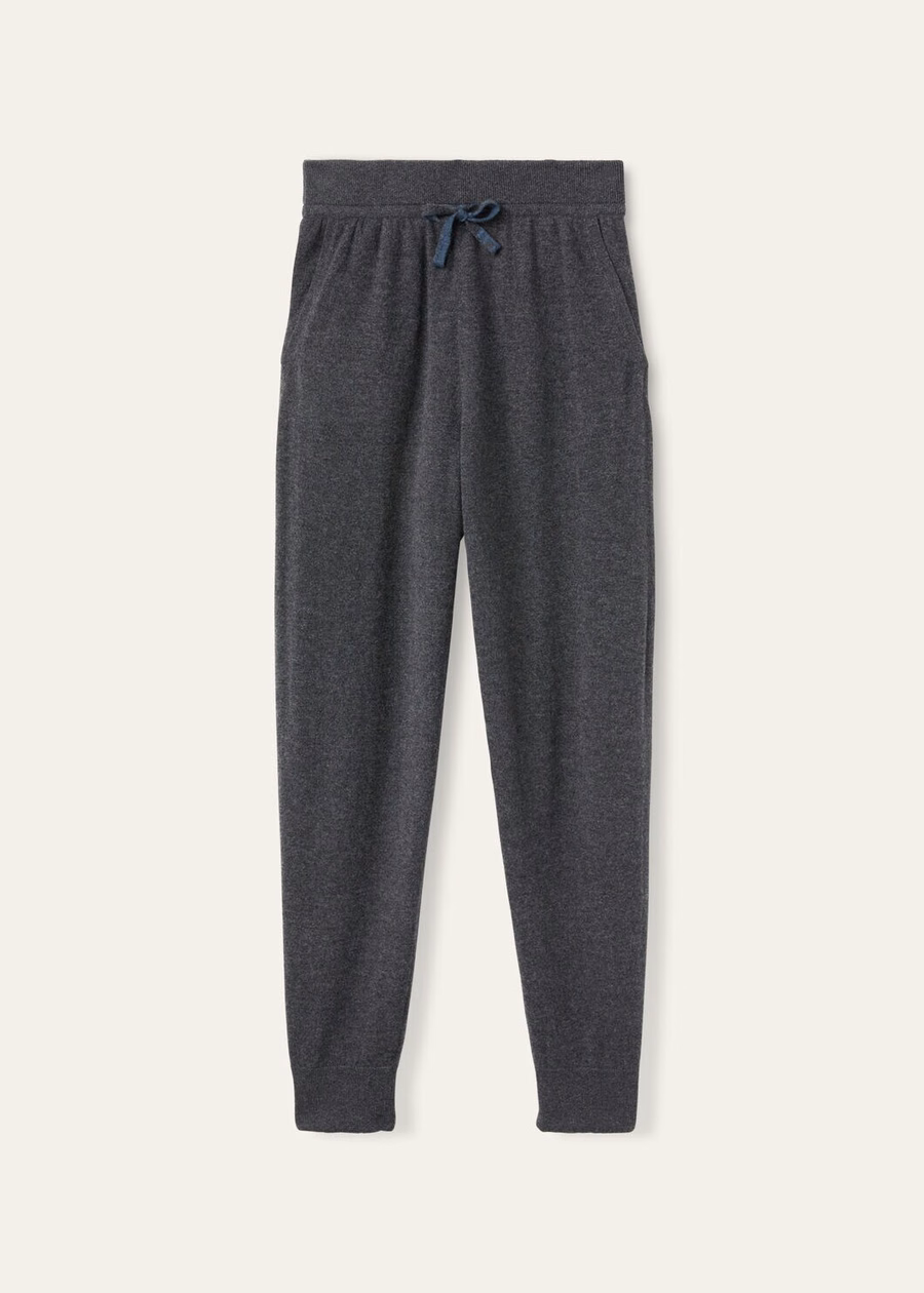 Duo Cashmere Pants Teal Melange/Charcoal Melange
