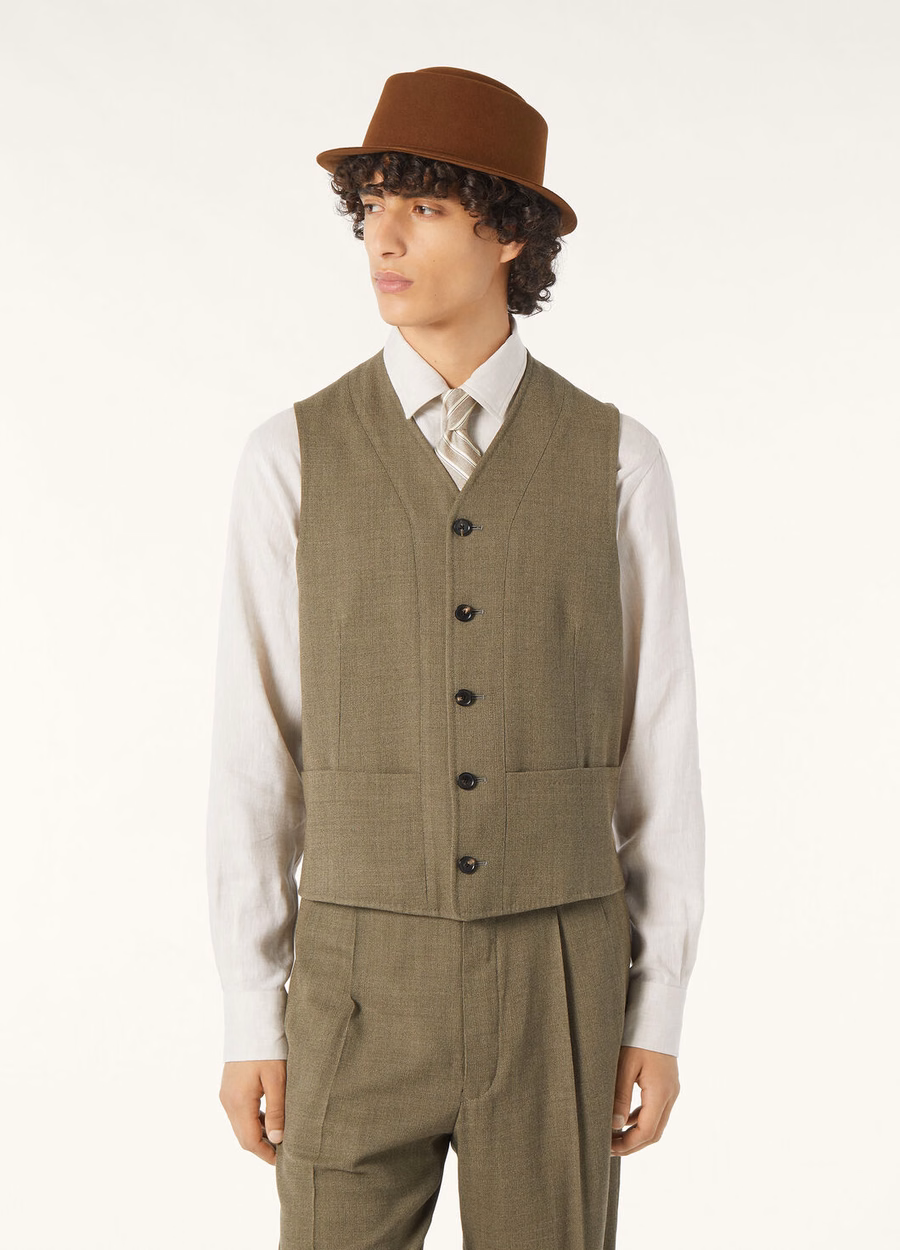 Drayton Vest Virgin Wool Thermal Mud