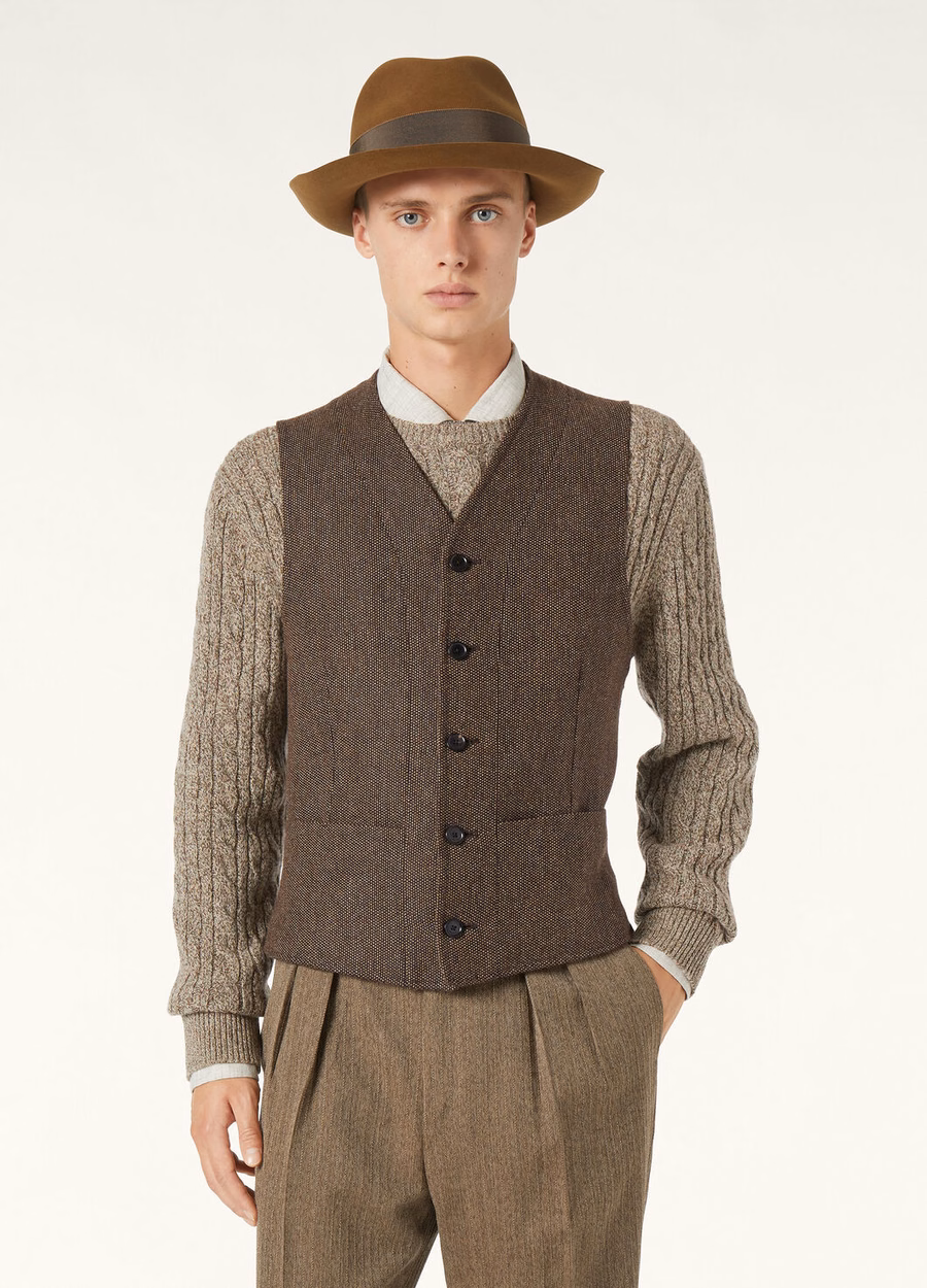 Drayton Cashmere Vest Virgin Wool - Rain System® Fancy Brown