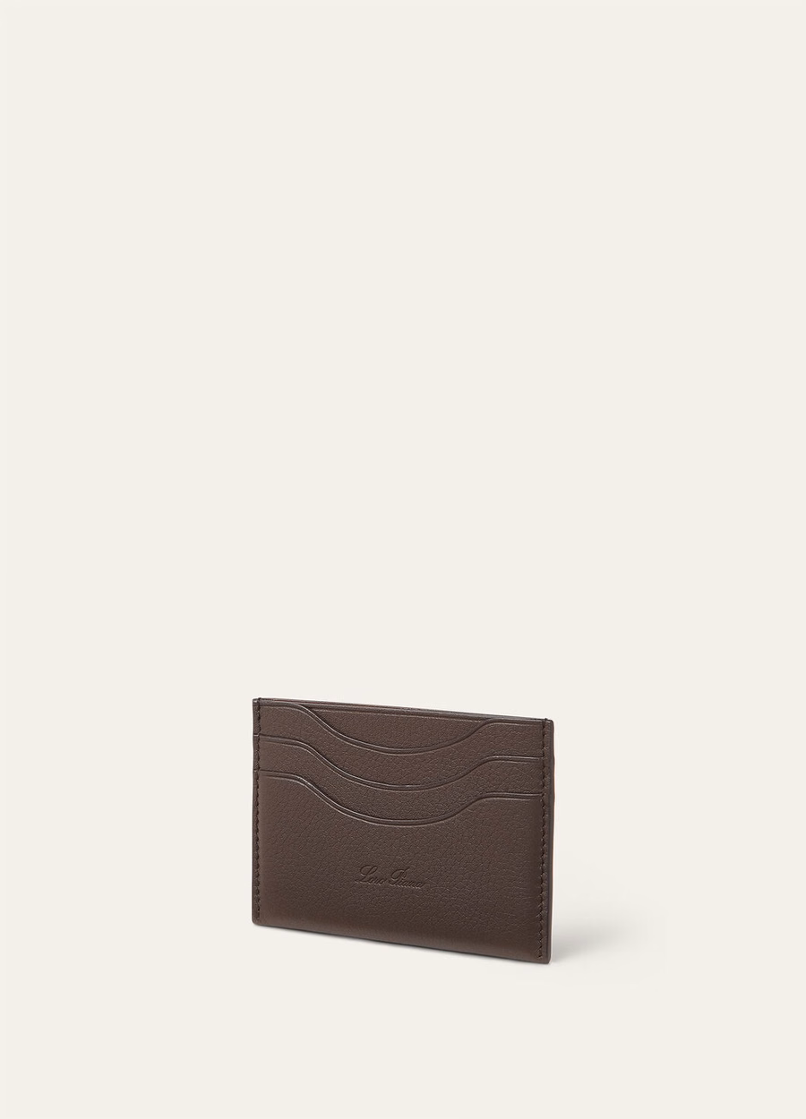 Additional card holder Grained calfskin Dark chocolate Licorice