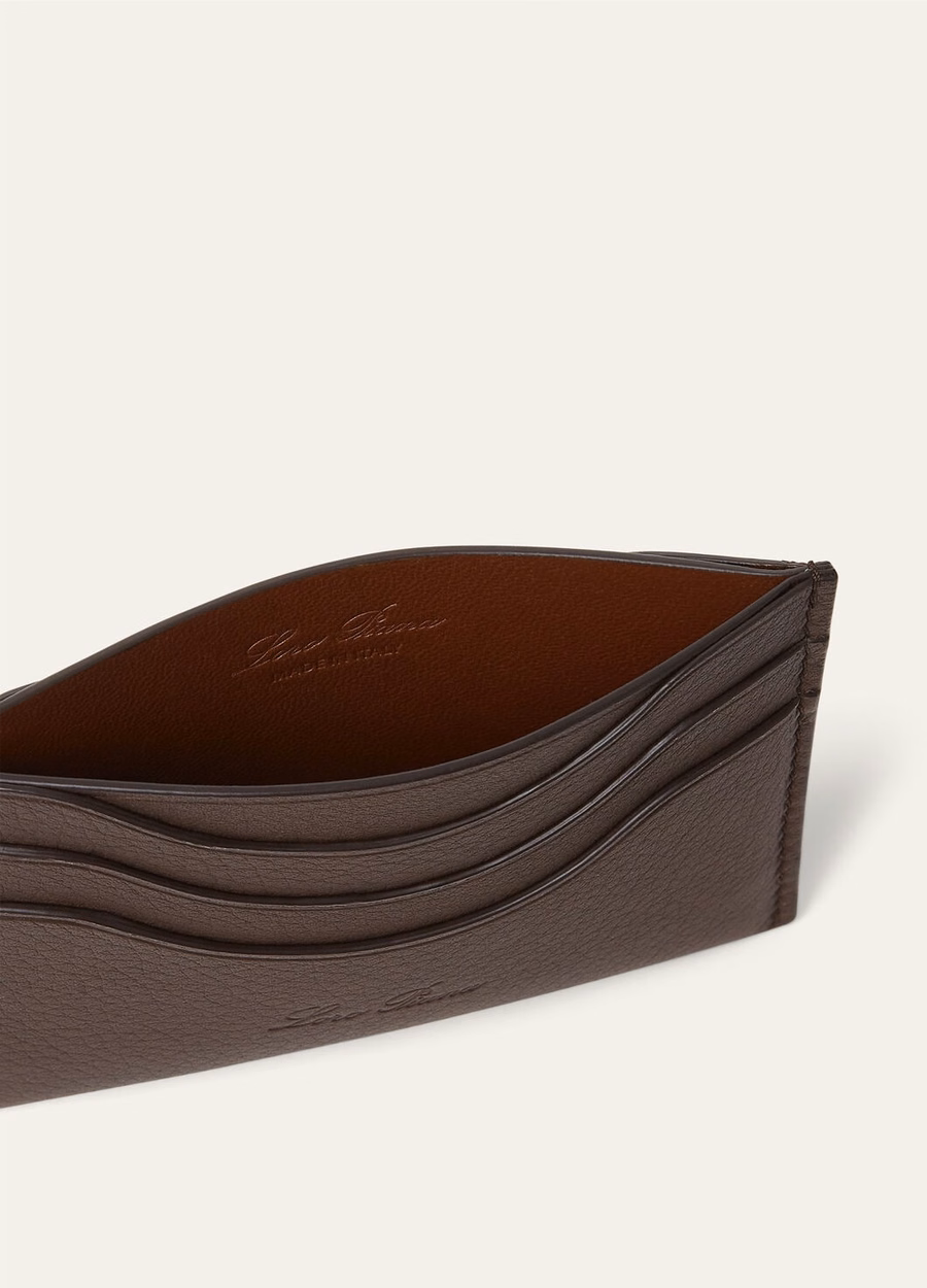 Additional card holder Grained calfskin Dark chocolate Licorice