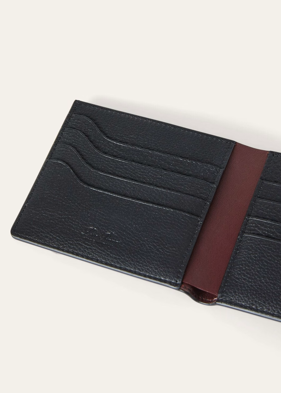 Extra compact wallet in black calfskin